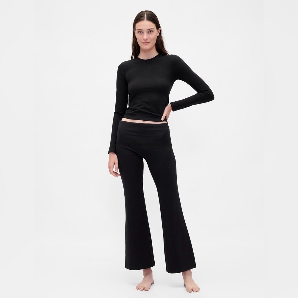 NWT Gap Modern Fold Over PJ Black Bottoms Sz L/P